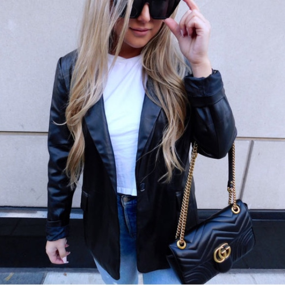 Faux Leather Blazer